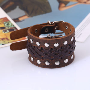 Handmade Brown Leather Wristband