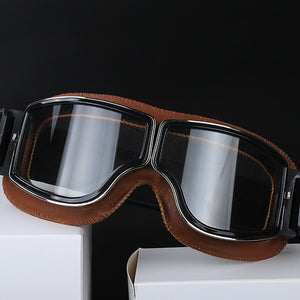 Vintage Leather Motorcycle Goggles