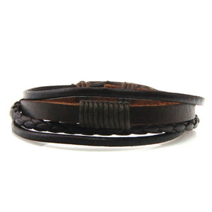 Black/Brown/Blue/Lake Blue Braided Leather Bracelet