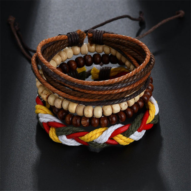 Wood Bead Rope Bracelets For Men (Choose product code then scroll back to image)